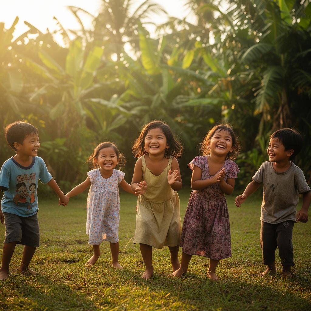 Children in the Philippines smiling and playing